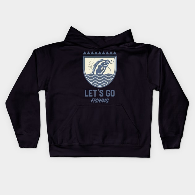 LET'S GO FISHING Kids Hoodie by HEROESMIND